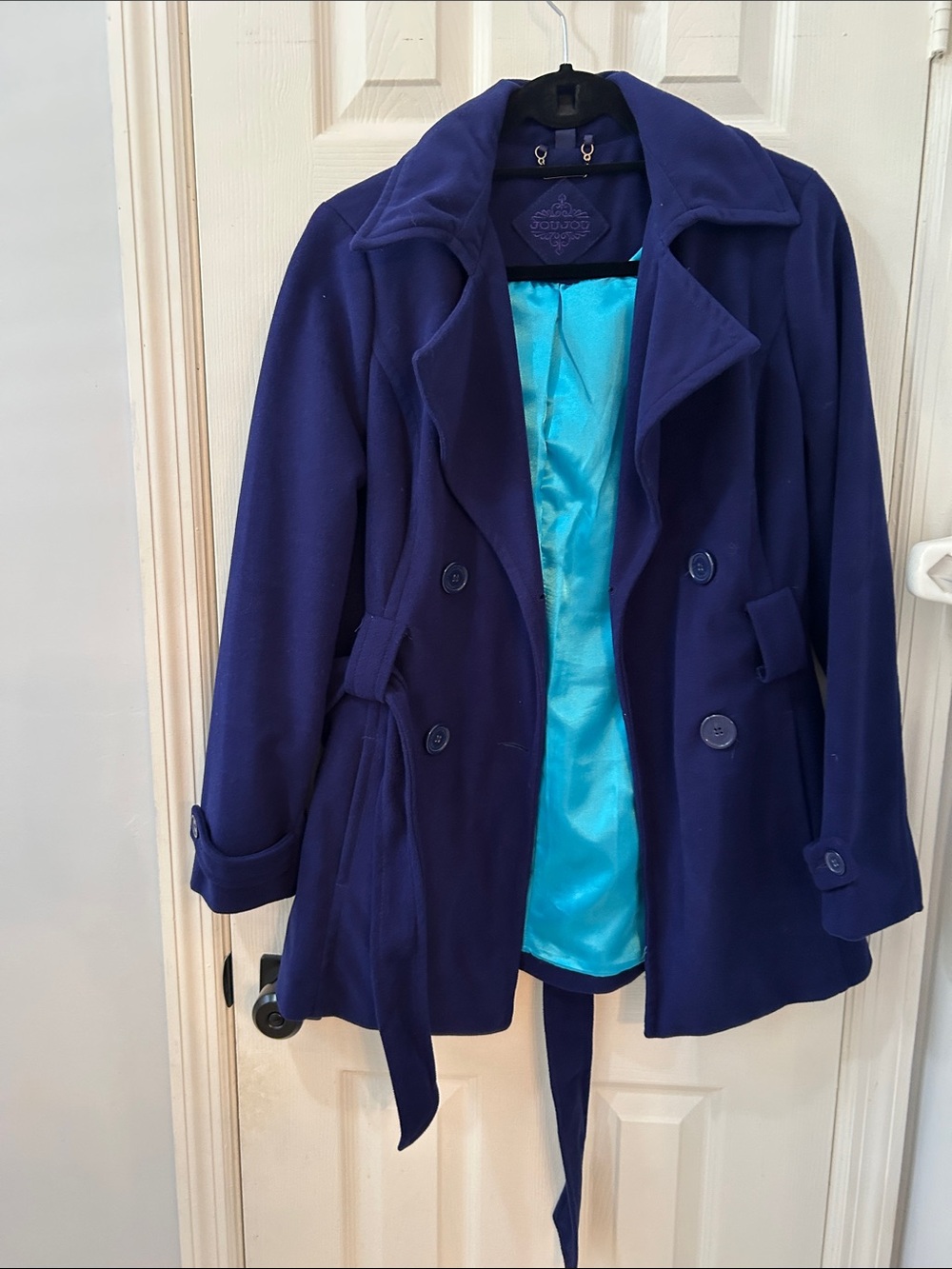 Women's Blue Peacoat with Belt